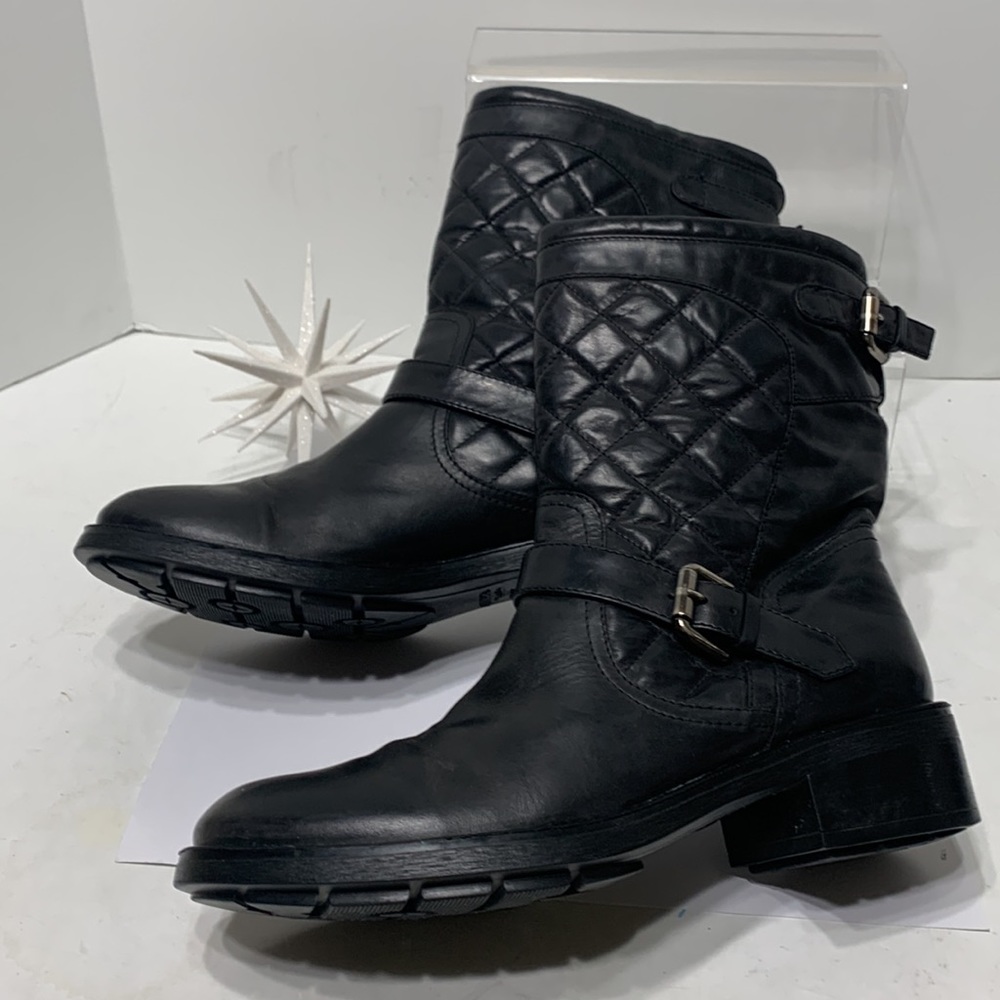 Aquatalia quilted black boot Lynn moto